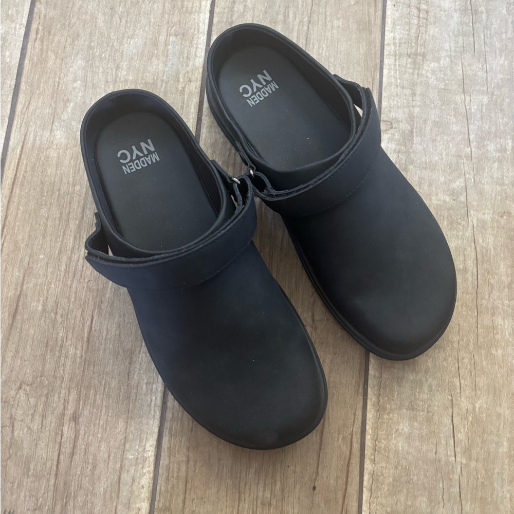 Madden NYC Mens Black Clogs Adjustable Strap Platform Mules MNMN45AM152E Size 10